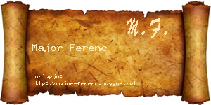 Major Ferenc névjegykártya